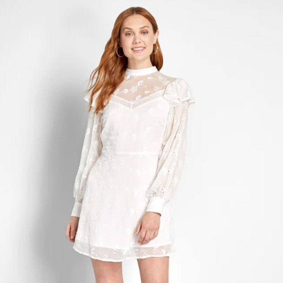 Modcloth Eyelet Lace Mini Dress in White - Picture 2 of 10